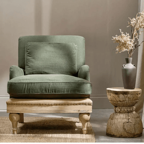 Image showing the Abe Linen Armchair, Olive product.