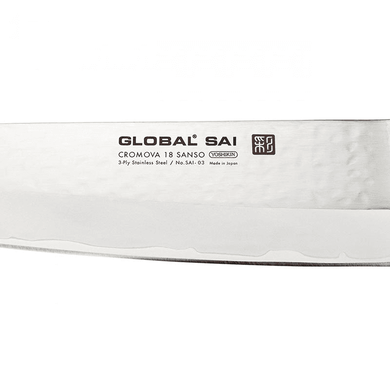 Sai Santoku Knife, 19cm, Silver