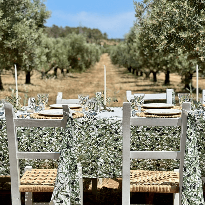L'Olivier Tablecloth, W165 x L250cm, Green