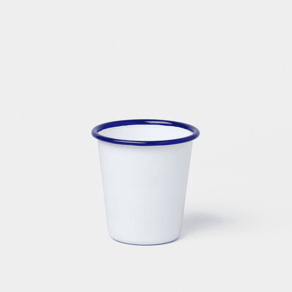 Tumbler, White With Blue Rim