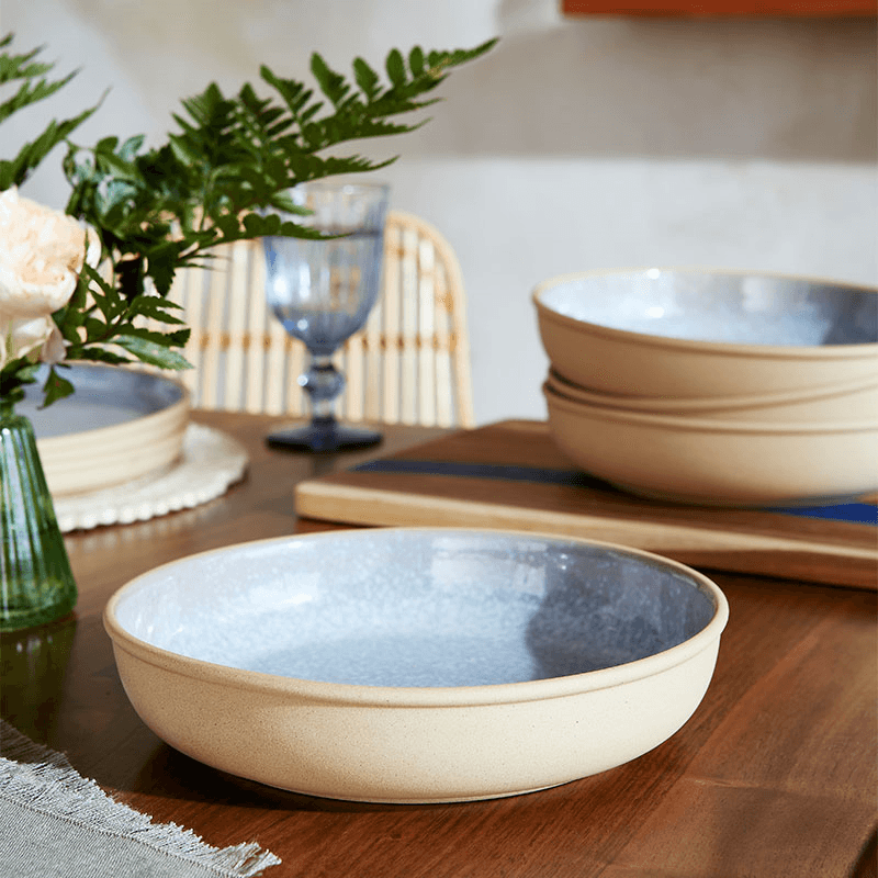 Minerals Set of 4 Low Bowls, D22cm, Aqua