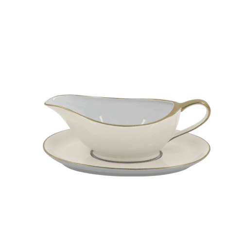 Image showing the Sous Le Soleil Sauceboat On Tray, 350ml, Matt Gold Classic Ivory product.