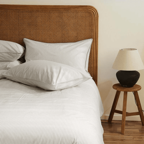 Image showing the The Stripe 200 Thread Count Pair of Pillowcases, Standard, Grey product.