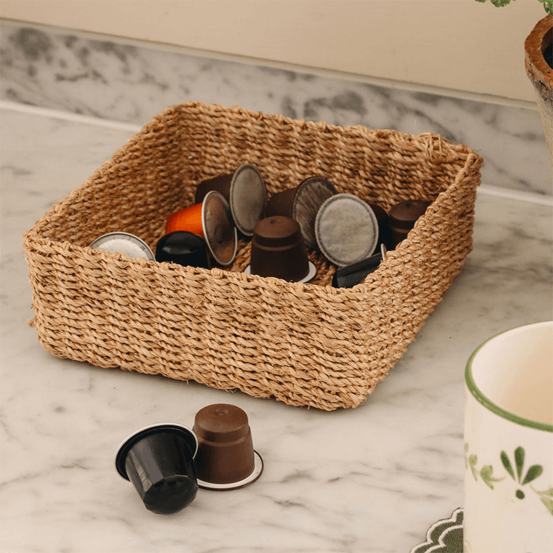 Abaca Square Storage Basket, Small, Natural
