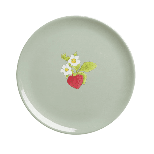 Image showing the Strawberries Side Plate, D20cm, Green, Red, White product.