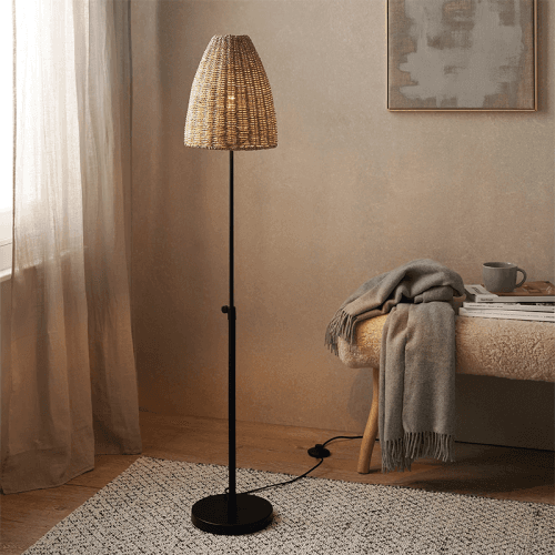 Image showing the Burford Adjustable Floor Lamp, H130cm, Black product.