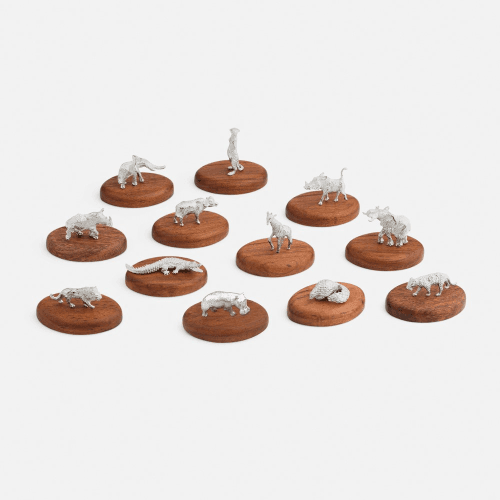 Image showing the The Highland Safari Collection Set of 12 placecard holders, 7 x 5 x 8cm, African Animals product.