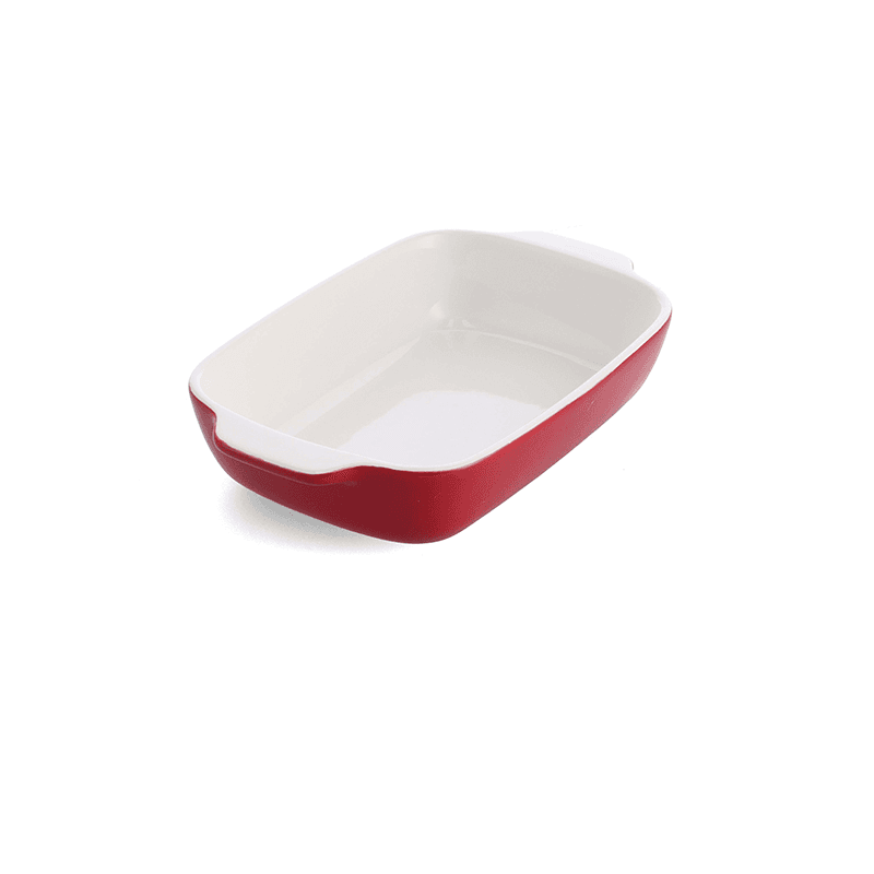 Stoneware Dish with Bamboo Lid, 26cm, Empire Red