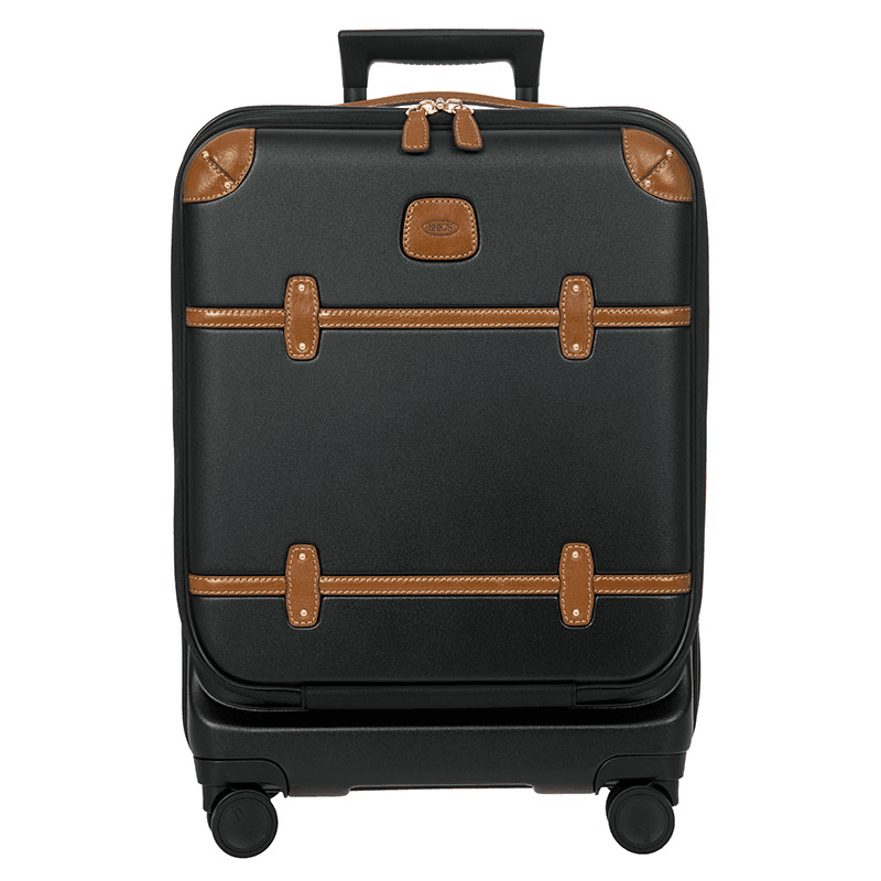 Bellagio Carry-On Suitcase with Front Pocket, H55 x L38 x W23/27cm, Black