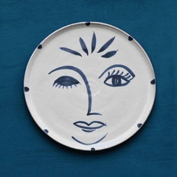 Image showing the Wall Plate, Lola, Blue and White, Medium, 30cm product.