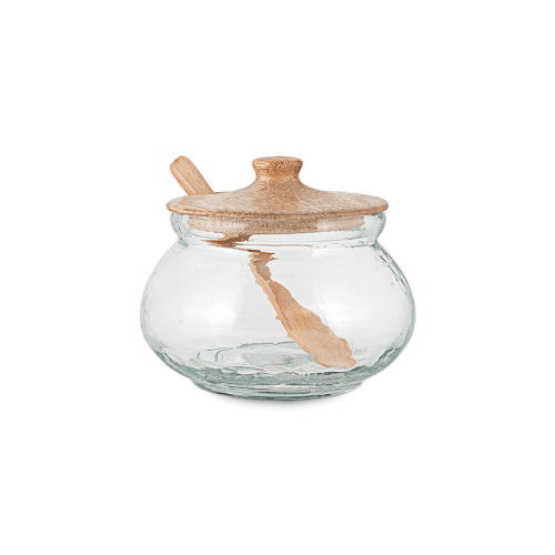 Image showing the Kali Round Storage Jar, H7.5cm, Natural & Clear product.