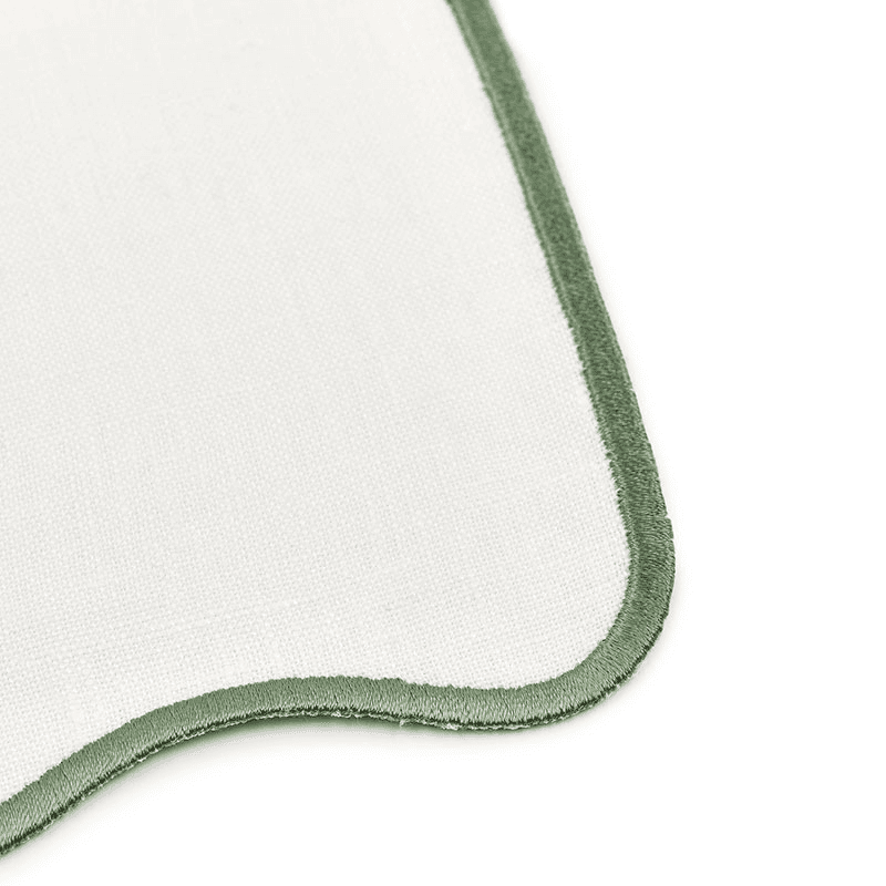 Scalloped Linen Dinner Napkin, 50cm, Artichoke
