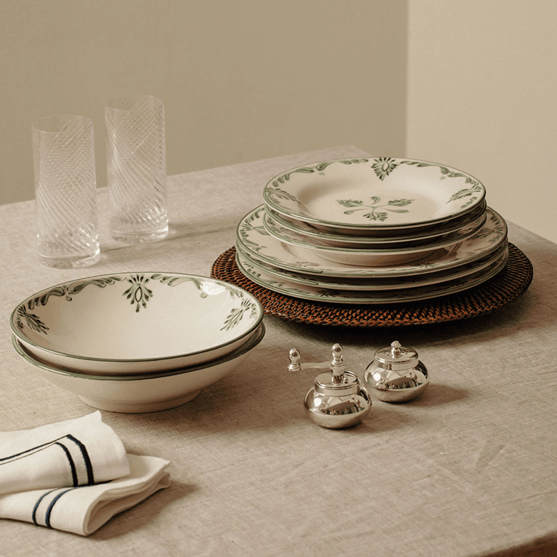 Eleanor Set of 6 Pasta Bowls, 22cm, Forest Green