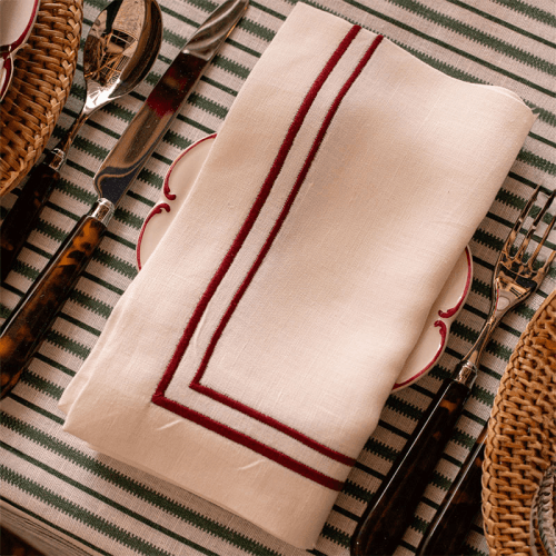 Image showing the Sophie Classic Two Cord Napkin, 50cm, Burgundy product.