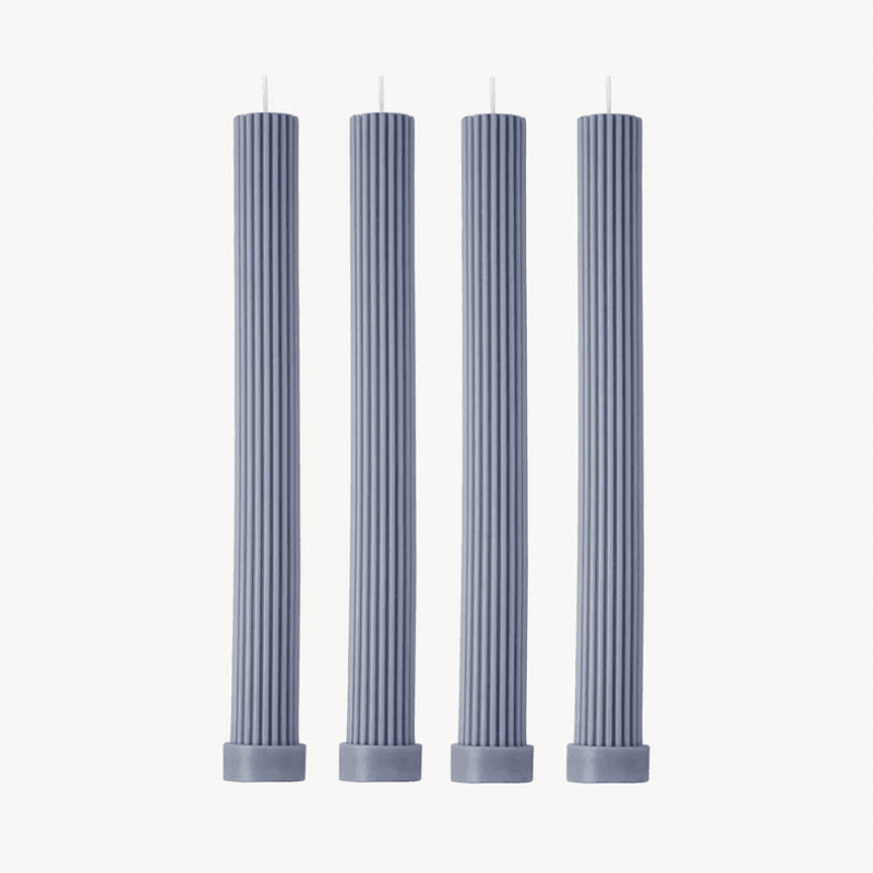 Roma Set of 4 Dinner Candles, H27cm, Grey Blue