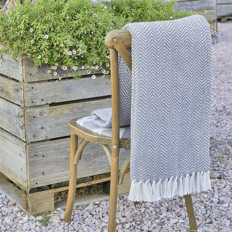 Herringbone Blanket, 250cm x 130cm, Slate Grey