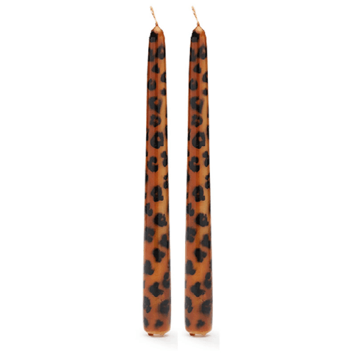 Image showing the Leopard Set of 2 Candles, H25cm, Brown product.