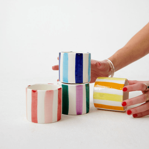 Image showing the Stripe Set of 4 Coffee Cups, 235ml, Multi product.