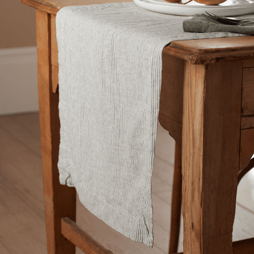 Image showing the Sid Stripe Table Runner, 45 x 200cm, Olive product.