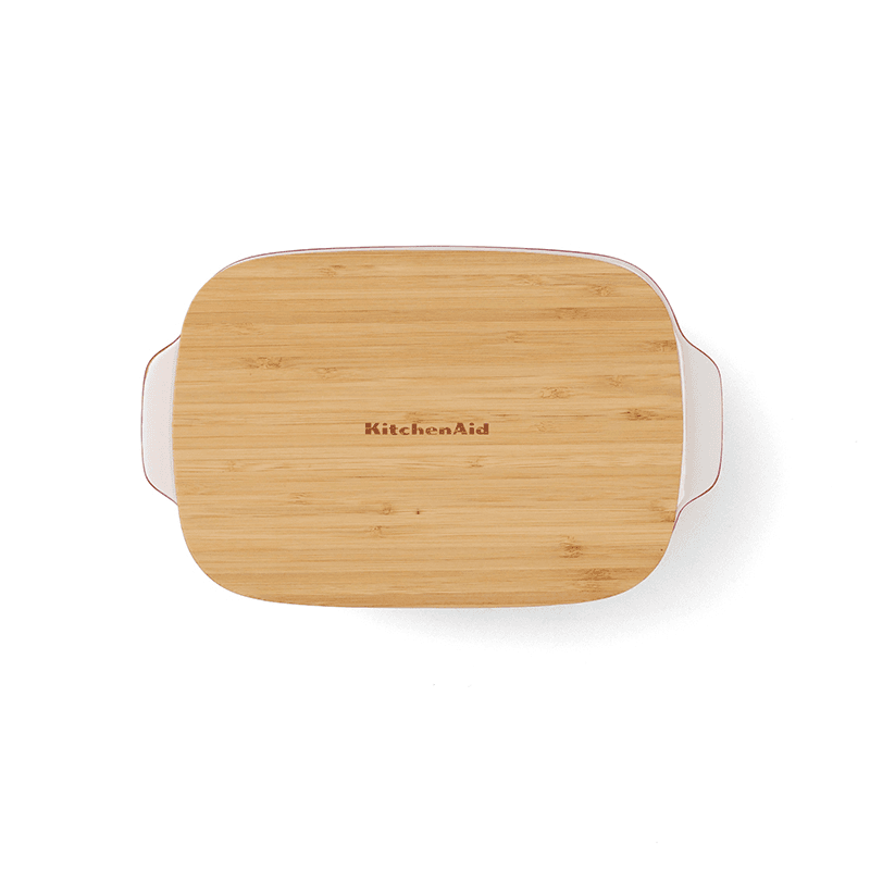 Stoneware Dish with Bamboo Lid, 26cm, Empire Red
