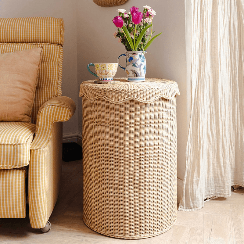 Amina Rattan Side Table, Natural