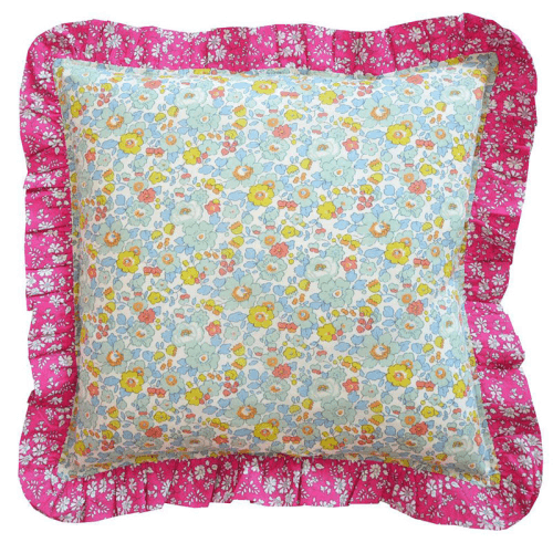 Image showing the Betsy/Capel Fuchsia Ruffle Cushion, 40cm, Sage product.
