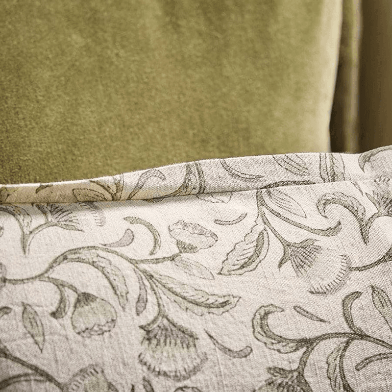 Diya Hand Block Printed Cushion Cover, Green