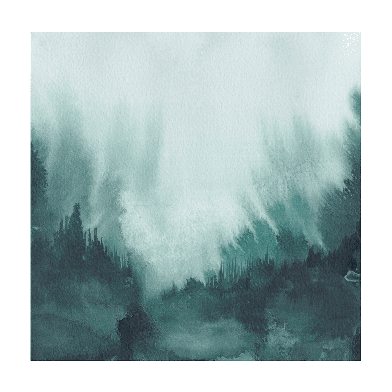 Beneath Square Signed Print, 30 x 30cm, Teal