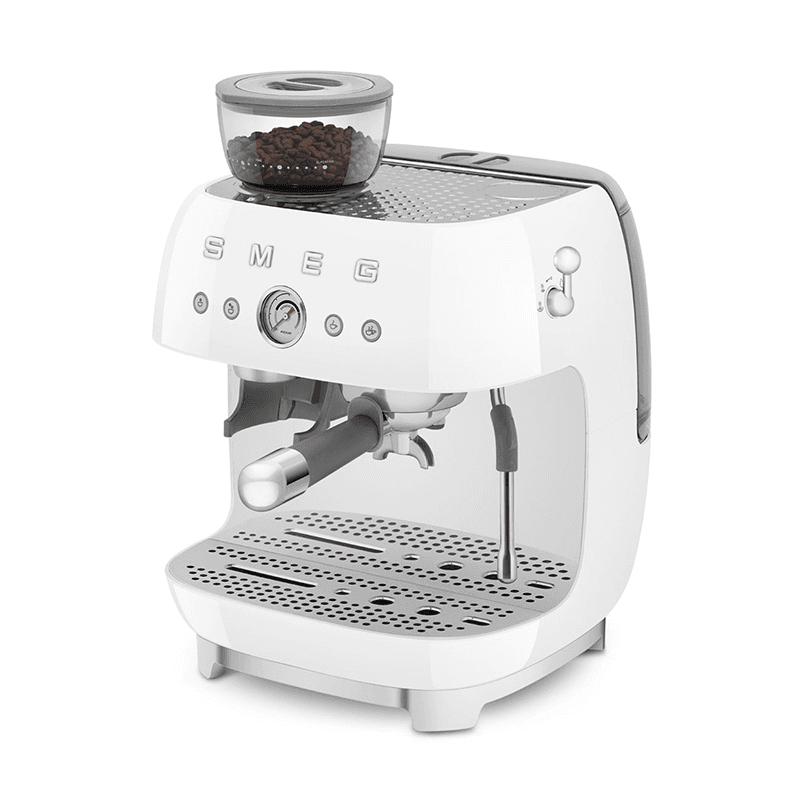 Espresso Coffee Machine with Grinder, White
