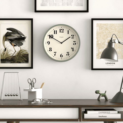 Image showing the Number Four Wall Clock, D30cm, Asparagus Green product.