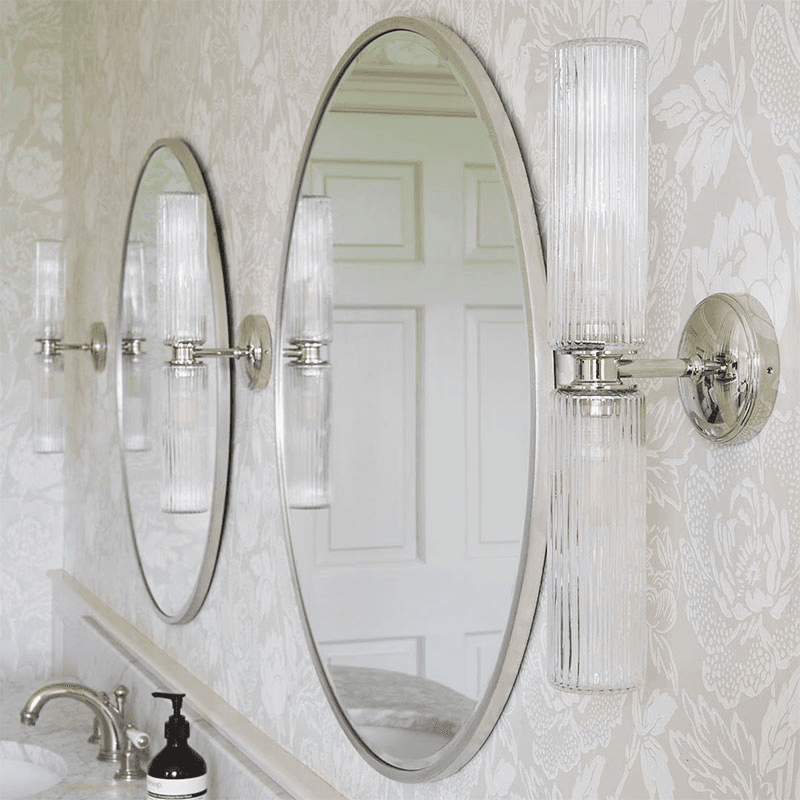 Claremont  Flutted Glass Wall Light, H40cm, Polished Nickel