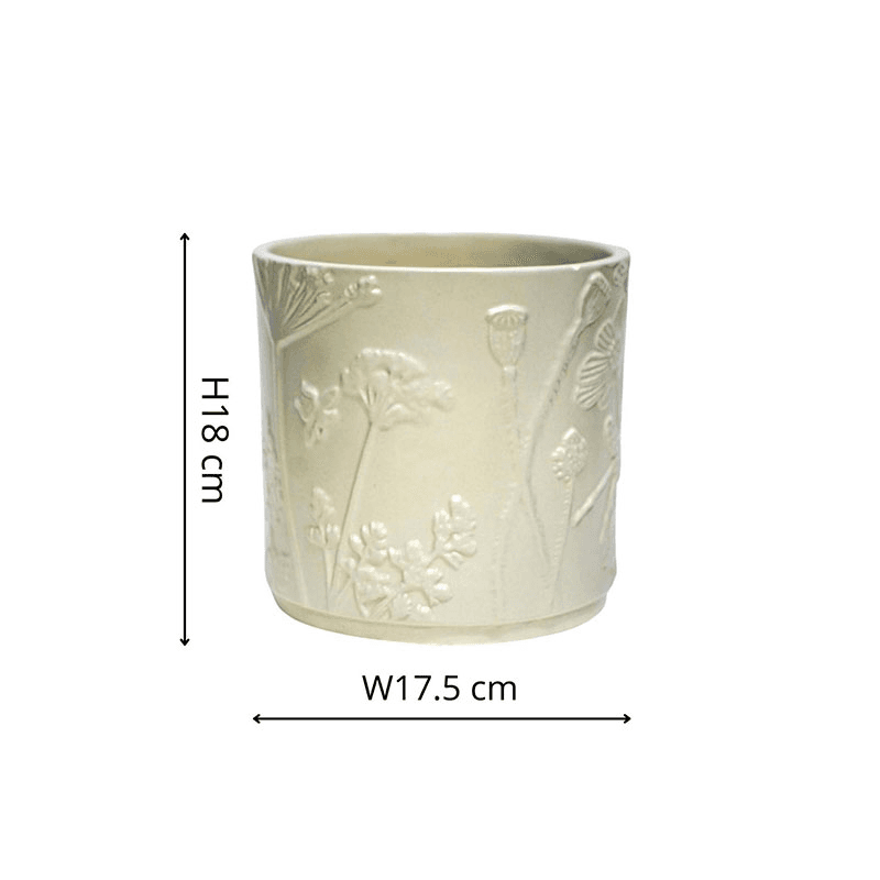 Kew Botanical Retreat Stoneware Meadow Planter, D18cm, Cream