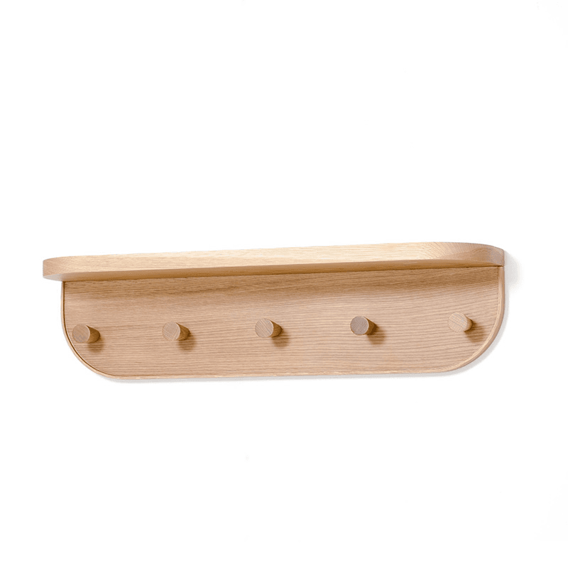 Nook Five Hook Shelf, H19 x W71cm, Oak
