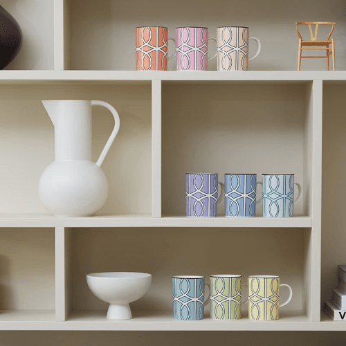 Image showing the Hex & Hoop Set of 4 Mugs, 350ml, Pink product.