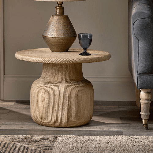 Image showing the Vivan Grooved Wood Side Table, Natural product.