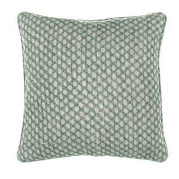 Cushion, Square, Wicker, Linen, Green, Small, 43cm