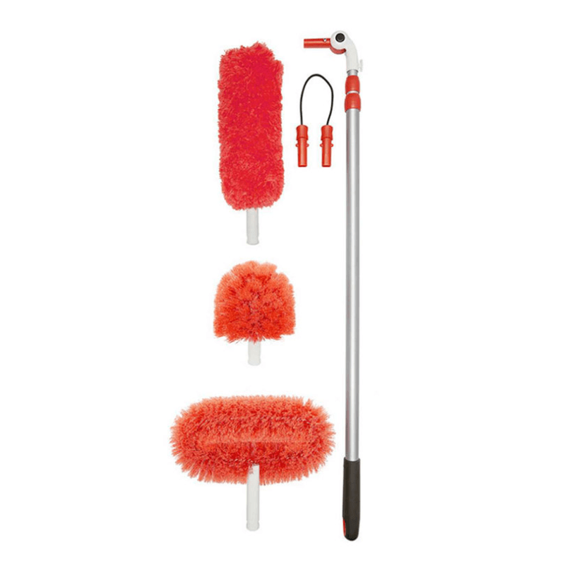 Long reach duster system with pivoting heads