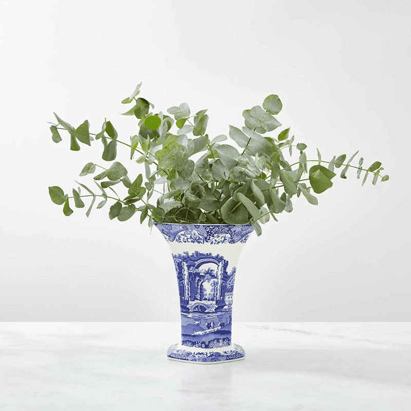 Blue Italian Hexagonal vase, 1.7 litre, Blue