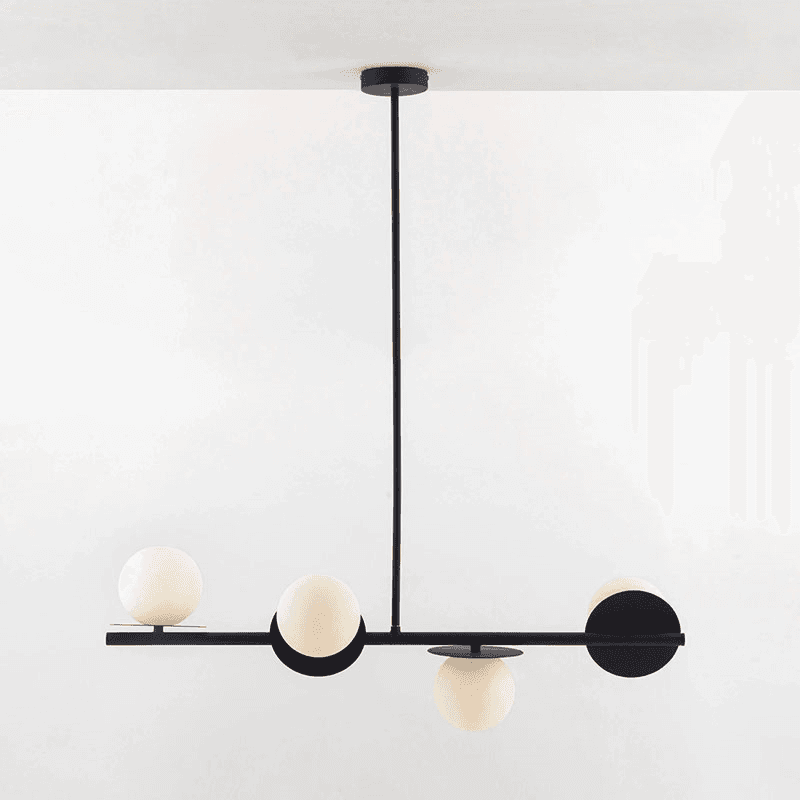 Disk Opal Pendant Light, H108cm, Charcoal