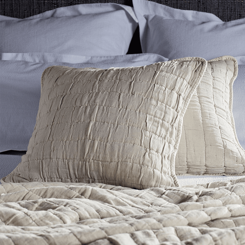 Vivienne Cotton Quilted Cushion Cover, 50 x 50cm, Natural