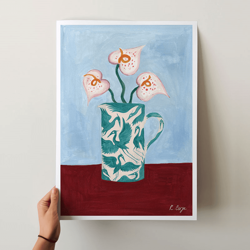 Herons Jug Print, A3, Teal