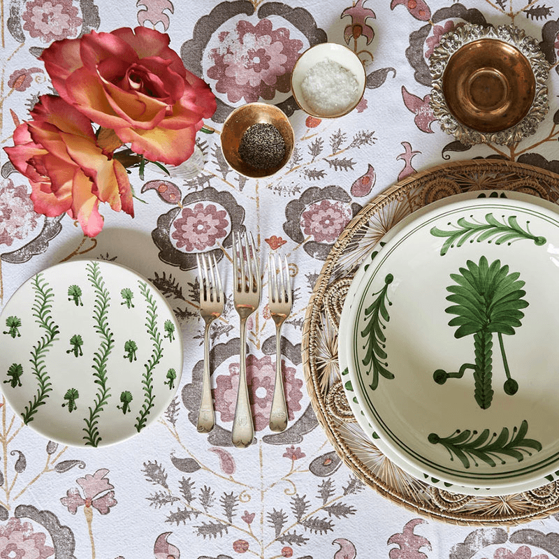 Simla Tablecloth, 170 x 250cm, Pink and Brown
