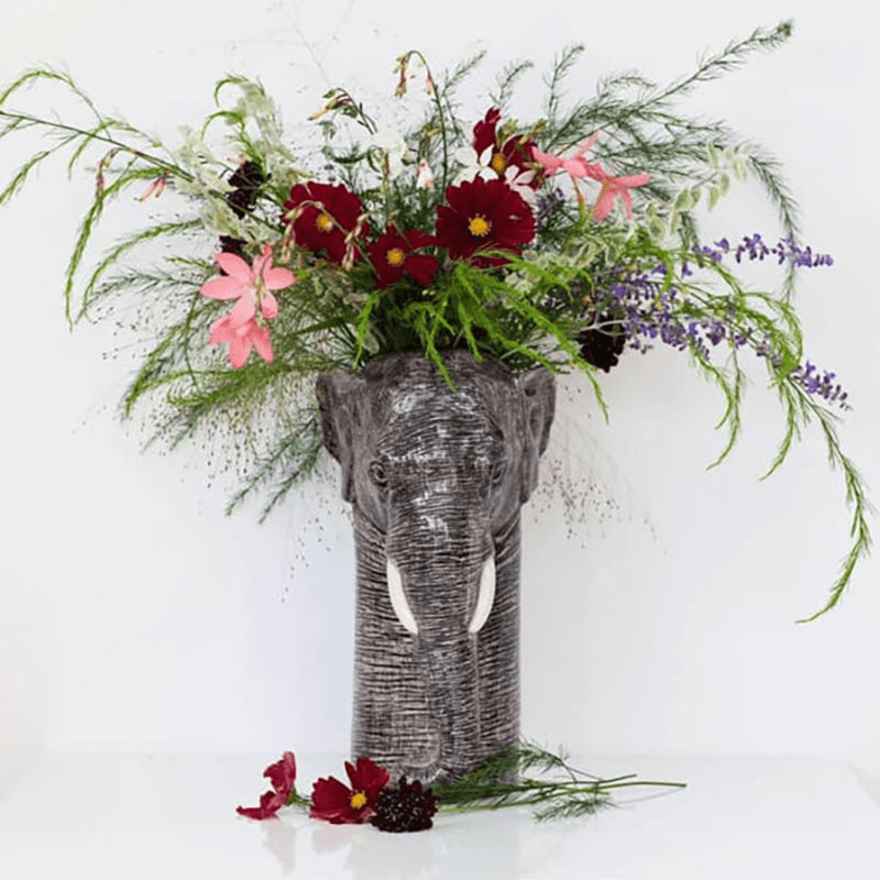 Elephant Large Flower Vase, H28cm, Grey