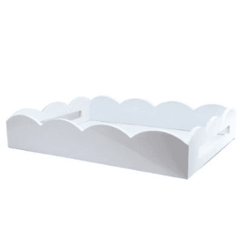 Lacquered Scallop Tray 43 x 33cm, White