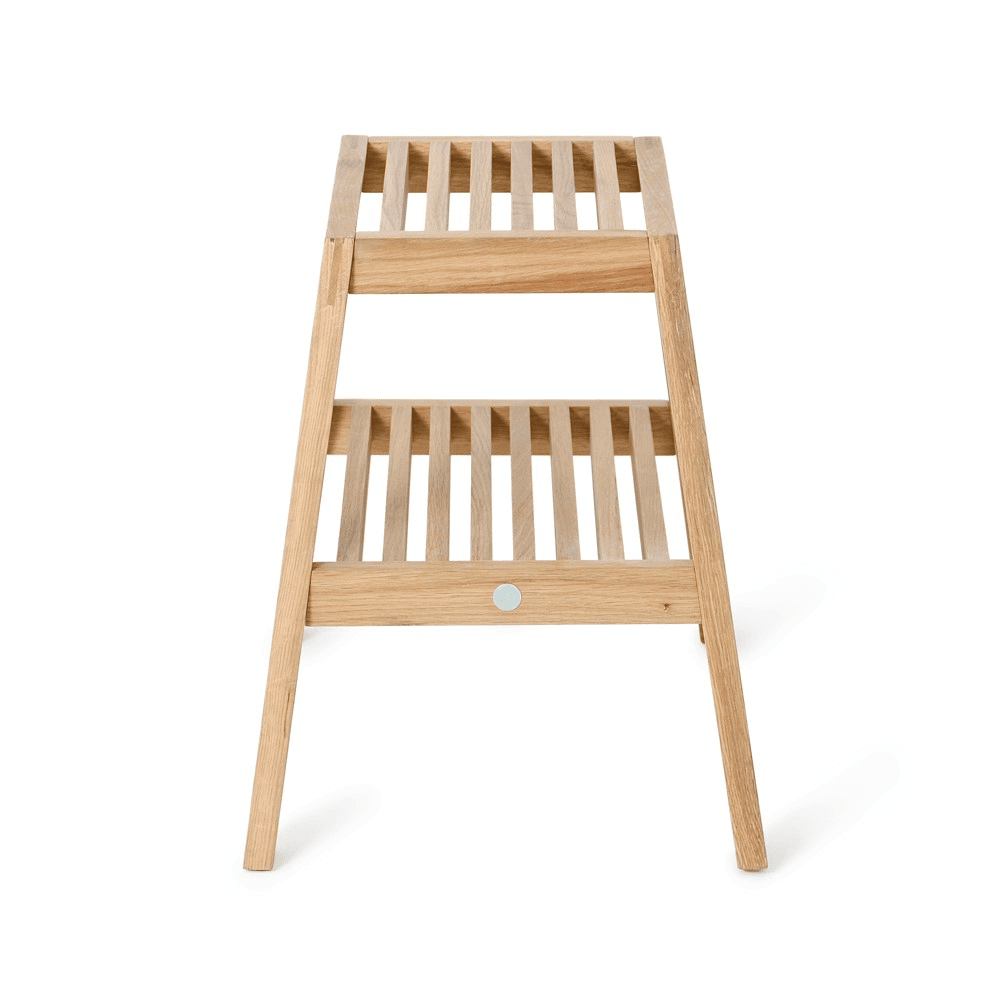 Slatted stool, H42 x W50.5 x D35.4cm, Oak