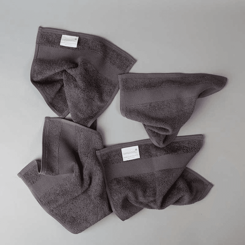 Organic 600gsm Set of 2 Face Towels, Slate