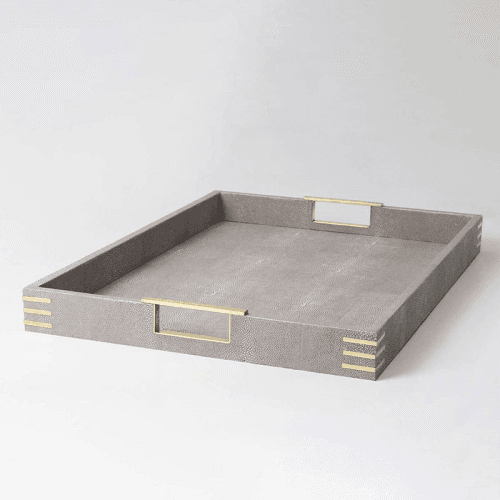 Image showing the Christie Rectangular Serving Tray, 55 x 40 cm, Barley Shagreen product.