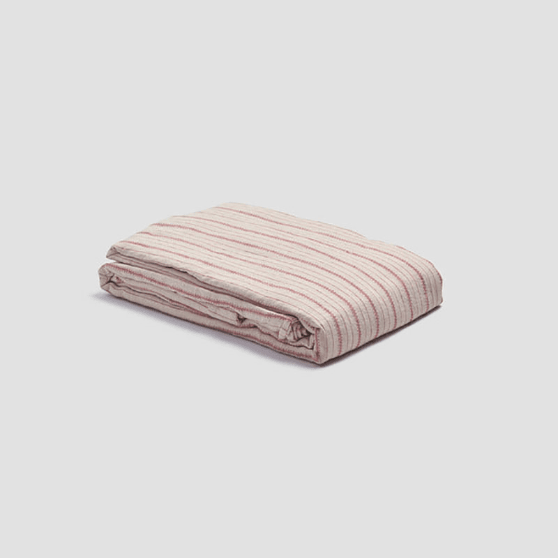 Ticking Stripe Linen Duvet Cover, Double, Mineral Red