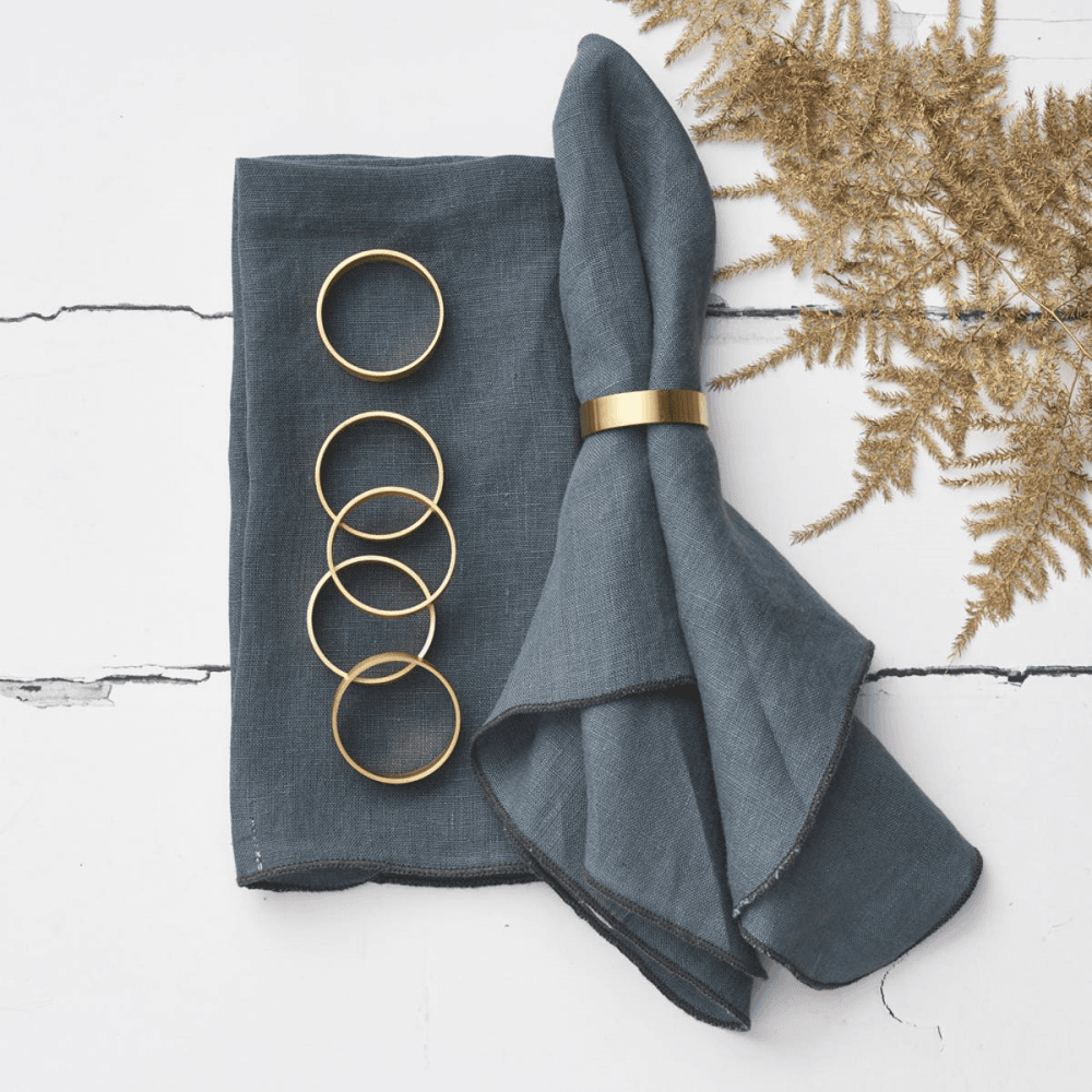 Set Of 6 Brass Napkin Rings