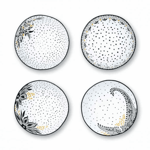Image showing the Artisanne Noir Set of 4 Small Bowls, D13cm, Monochrome product.